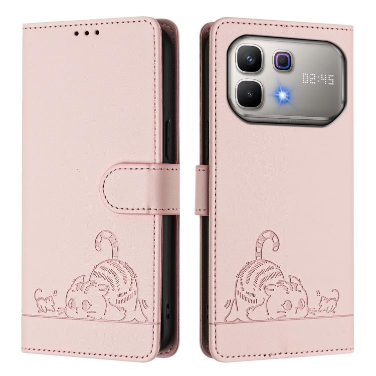 For Infinix Note 60 5G / 60 Pro 5G Cat Rat Embossed Pattern RFID Leather Phone Case with Lanyard