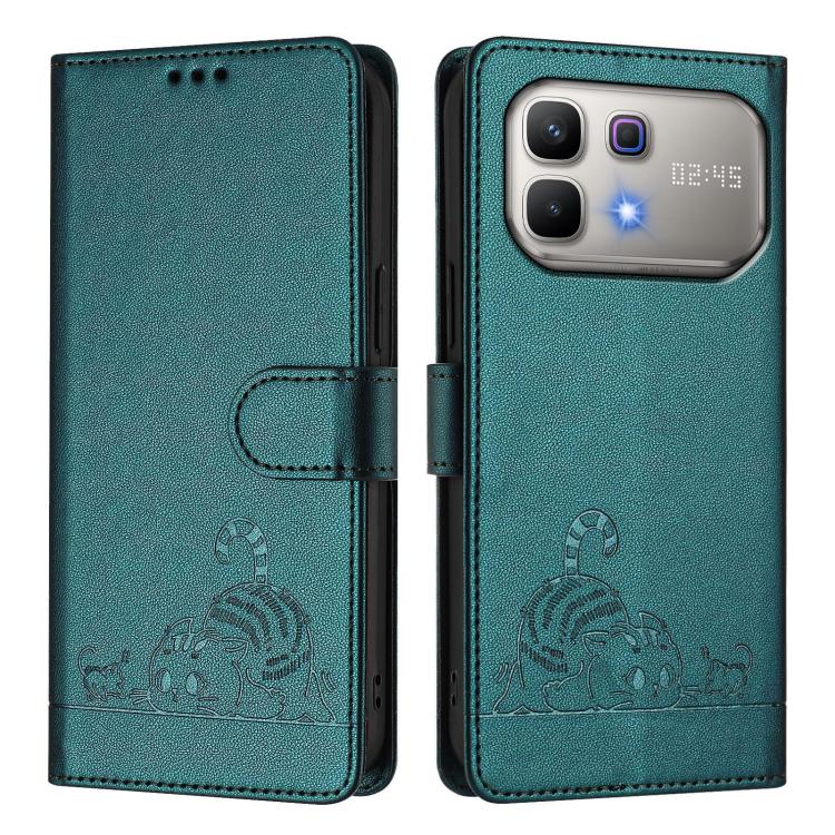 For Infinix Note 60 5G / 60 Pro 5G Cat Rat Embossed Pattern RFID Leather Phone Case with Lanyard