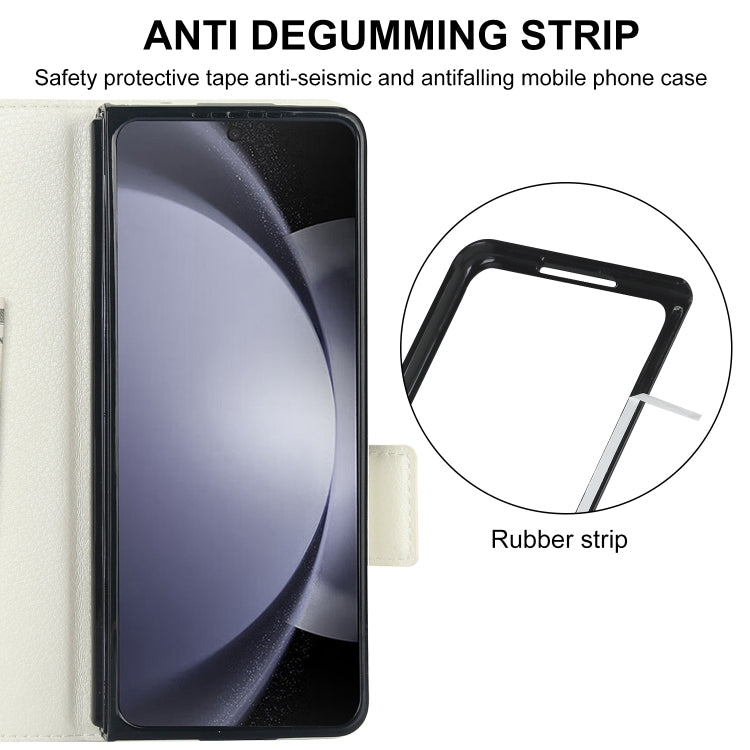 For Samsung Galaxy Z Fold5 Solid Color Multifunctional Folding Leather Phone Case with Pen Slot