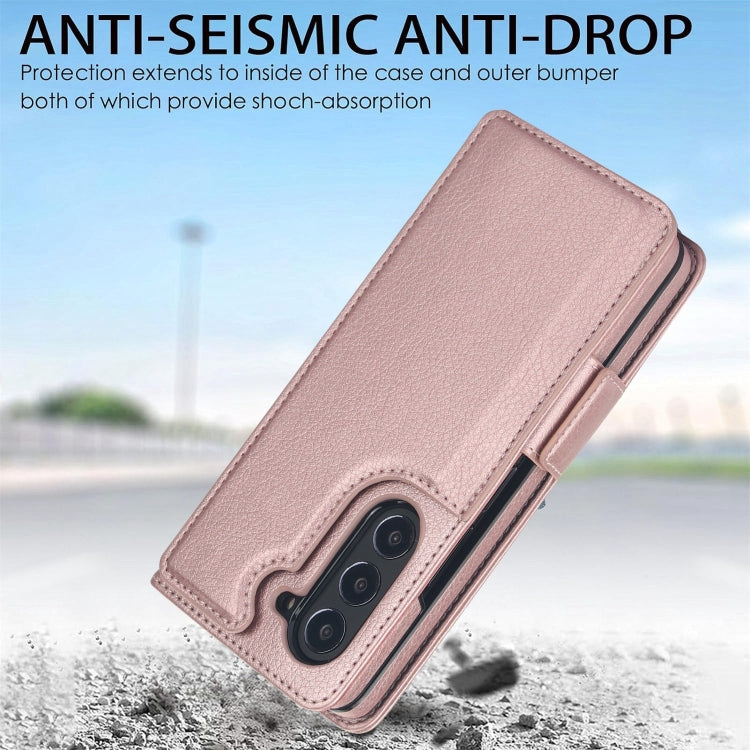 For Samsung Galaxy Z Fold5 Solid Color Multifunctional Folding Leather Phone Case with Pen Slot