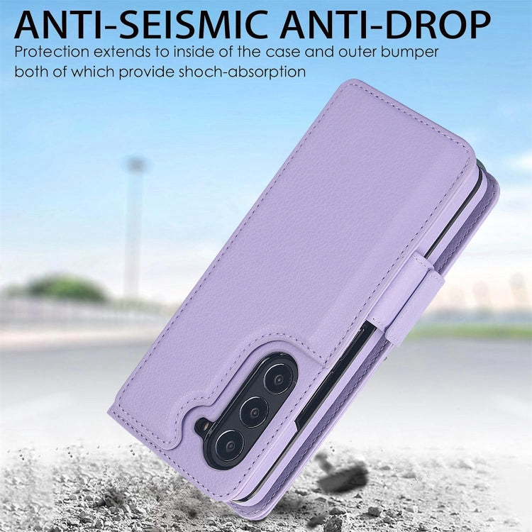 For Samsung Galaxy Z Fold5 Solid Color Multifunctional Folding Leather Phone Case with Pen Slot