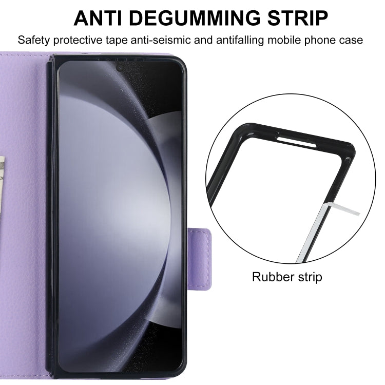 For Samsung Galaxy Z Fold5 Solid Color Multifunctional Folding Leather Phone Case with Pen Slot