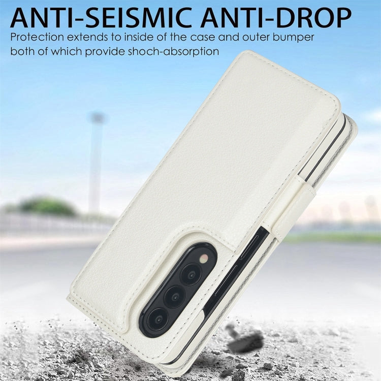 For Samsung Galaxy Z Fold4 Solid Color Multifunctional Folding Leather Phone Case with Pen Slot