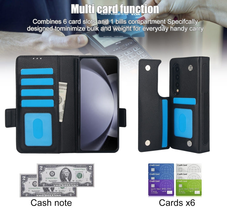 For Samsung Galaxy Z Fold4 Solid Color Multifunctional Folding Leather Phone Case with Pen Slot