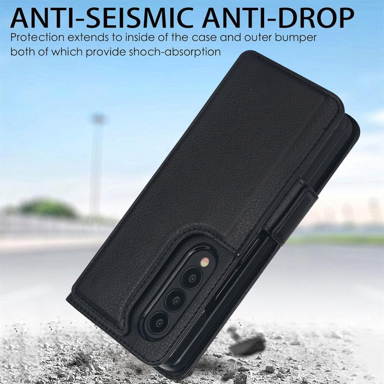 For Samsung Galaxy Z Fold4 Solid Color Multifunctional Folding Leather Phone Case with Pen Slot