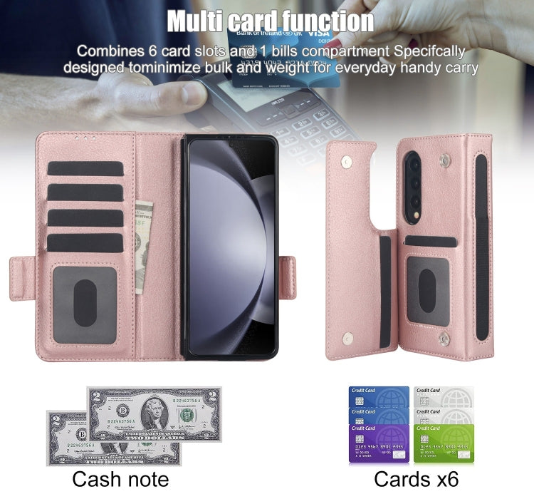 For Samsung Galaxy Z Fold4 Solid Color Multifunctional Folding Leather Phone Case with Pen Slot
