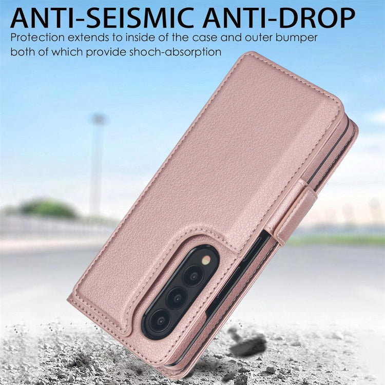 For Samsung Galaxy Z Fold4 Solid Color Multifunctional Folding Leather Phone Case with Pen Slot