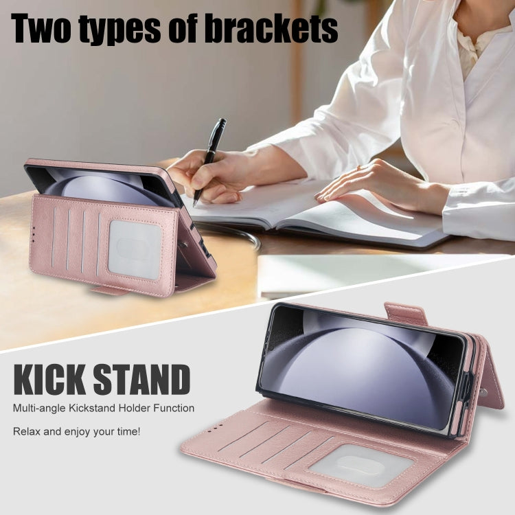 For Samsung Galaxy Z Fold4 Solid Color Multifunctional Folding Leather Phone Case with Pen Slot