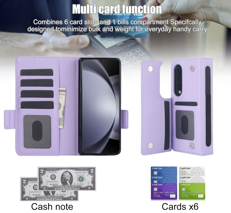 For Samsung Galaxy Z Fold4 Solid Color Multifunctional Folding Leather Phone Case with Pen Slot