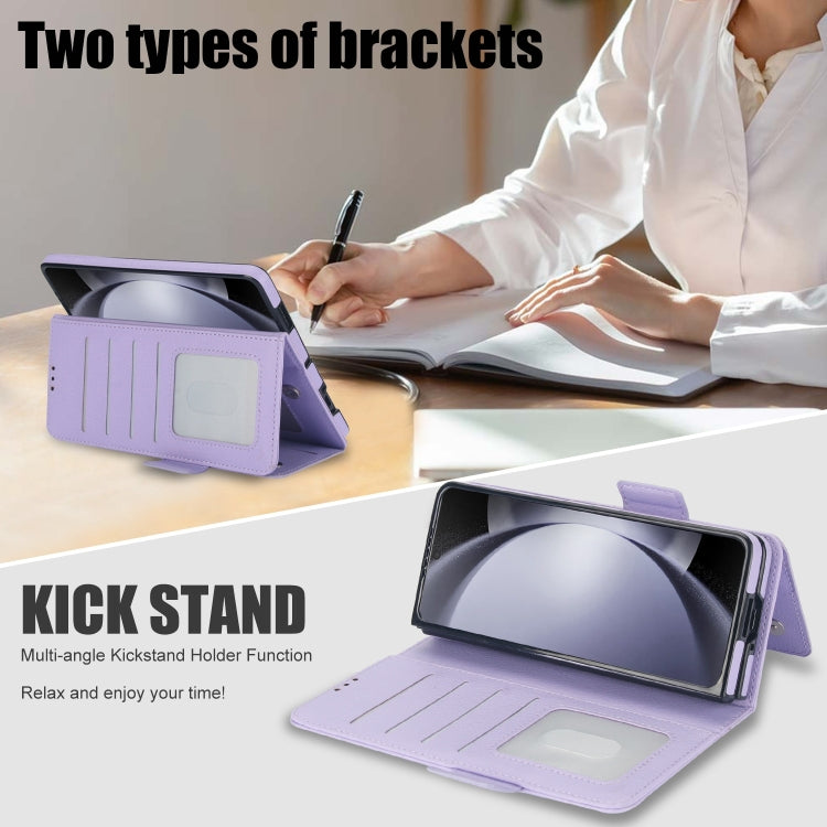 For Samsung Galaxy Z Fold4 Solid Color Multifunctional Folding Leather Phone Case with Pen Slot