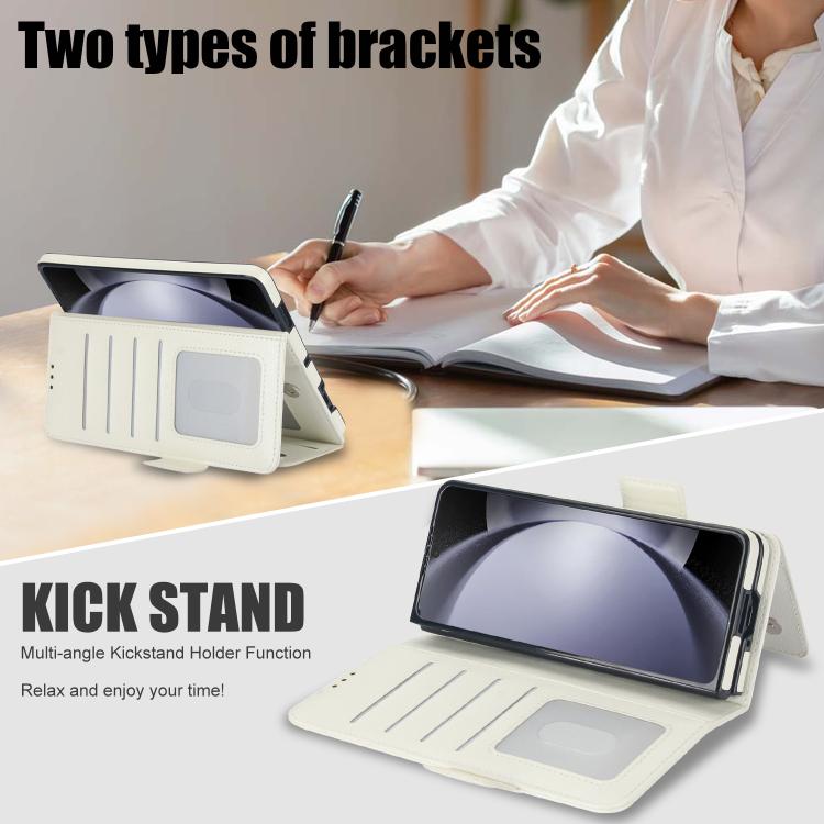 For Samsung Galaxy Z Fold7 Solid Color Multifunctional Folding Leather Phone Case with Pen Slot