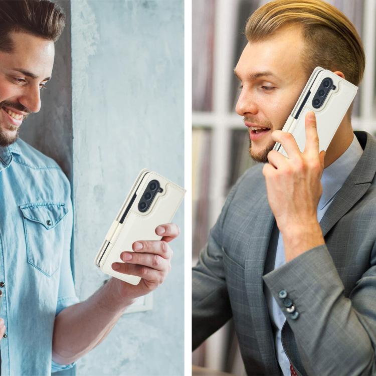 For Samsung Galaxy Z Fold7 Solid Color Multifunctional Folding Leather Phone Case with Pen Slot