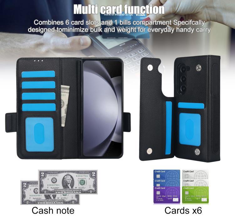 For Samsung Galaxy Z Fold7 Solid Color Multifunctional Folding Leather Phone Case with Pen Slot