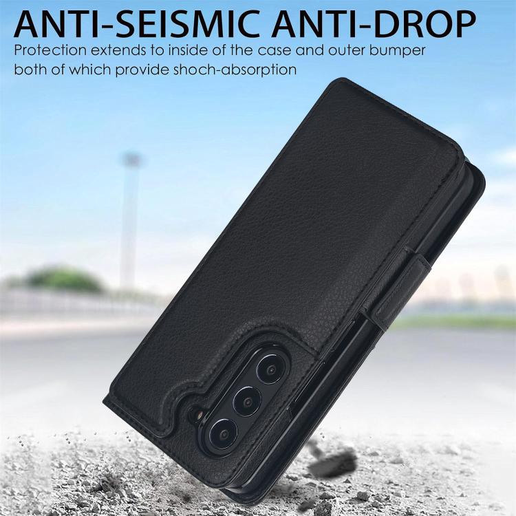 For Samsung Galaxy Z Fold7 Solid Color Multifunctional Folding Leather Phone Case with Pen Slot