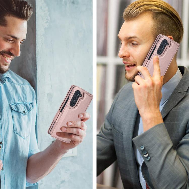 For Samsung Galaxy Z Fold7 Solid Color Multifunctional Folding Leather Phone Case with Pen Slot