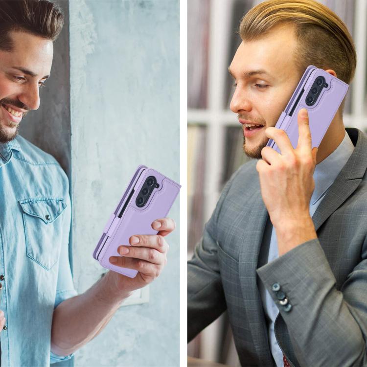 For Samsung Galaxy Z Fold7 Solid Color Multifunctional Folding Leather Phone Case with Pen Slot