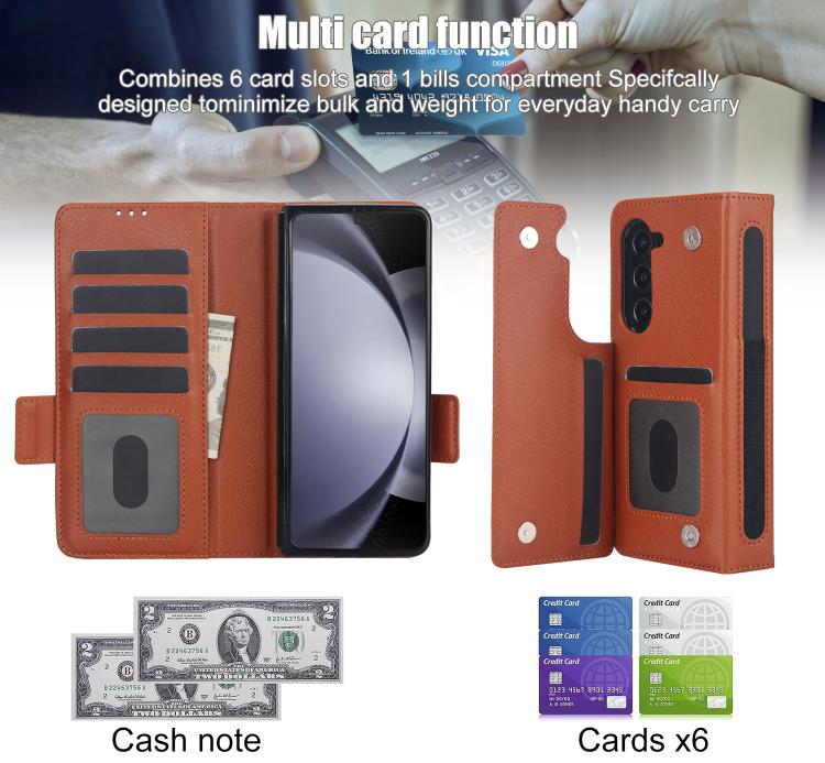 For Samsung Galaxy Z Fold7 Solid Color Multifunctional Folding Leather Phone Case with Pen Slot