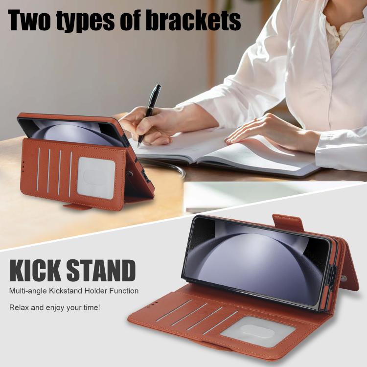 For Samsung Galaxy Z Fold7 Solid Color Multifunctional Folding Leather Phone Case with Pen Slot