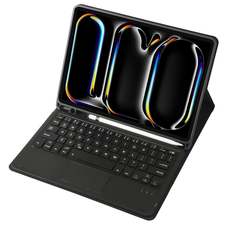 For iPad Pro 11 2024 A13B-A Lambskin Texture Bluetooth Touch Square Keyboard Leather Tablet Case with Pen Slot