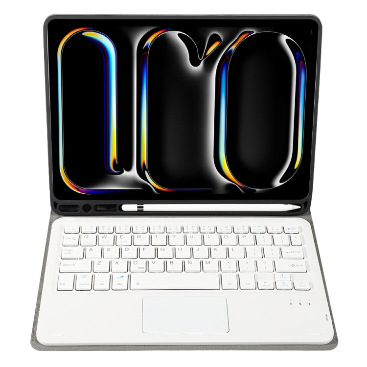 For iPad Pro 11 2024 A13B-A Lambskin Texture Bluetooth Touch Square Keyboard Leather Tablet Case with Pen Slot