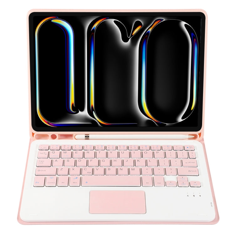 For iPad Pro 11 2024 A13B-A Lambskin Texture Bluetooth Touch Square Keyboard Leather Tablet Case with Pen Slot