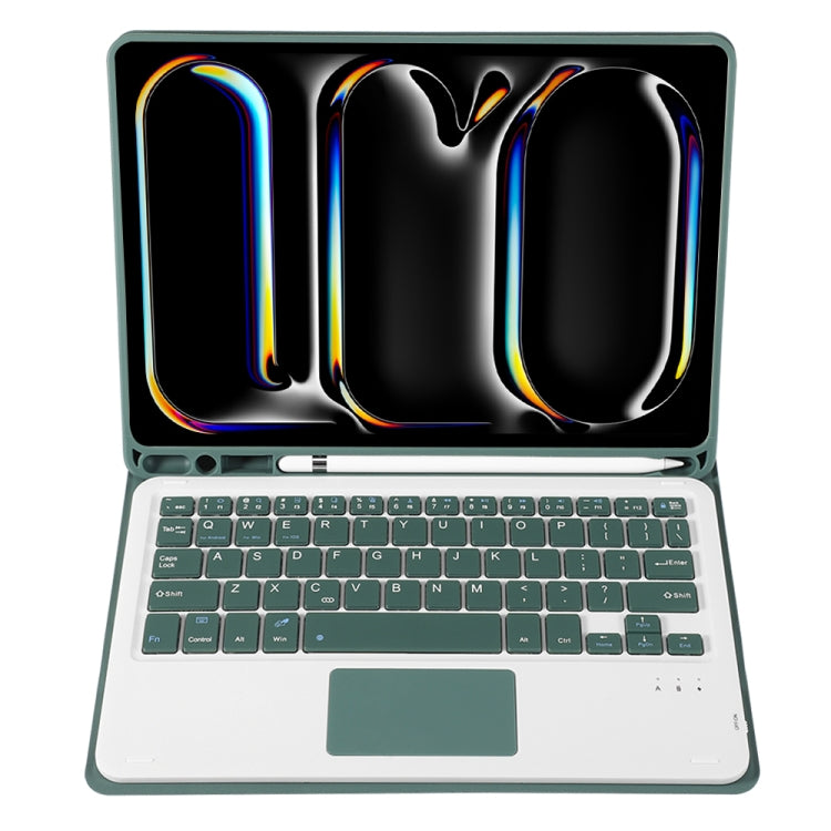 For iPad Pro 11 2024 A13B-A Lambskin Texture Bluetooth Touch Square Keyboard Leather Tablet Case with Pen Slot