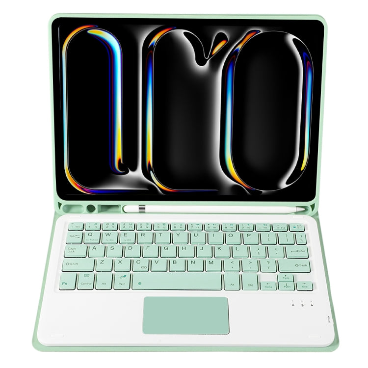 For iPad Pro 11 2024 A13B-A Lambskin Texture Bluetooth Touch Square Keyboard Leather Tablet Case with Pen Slot