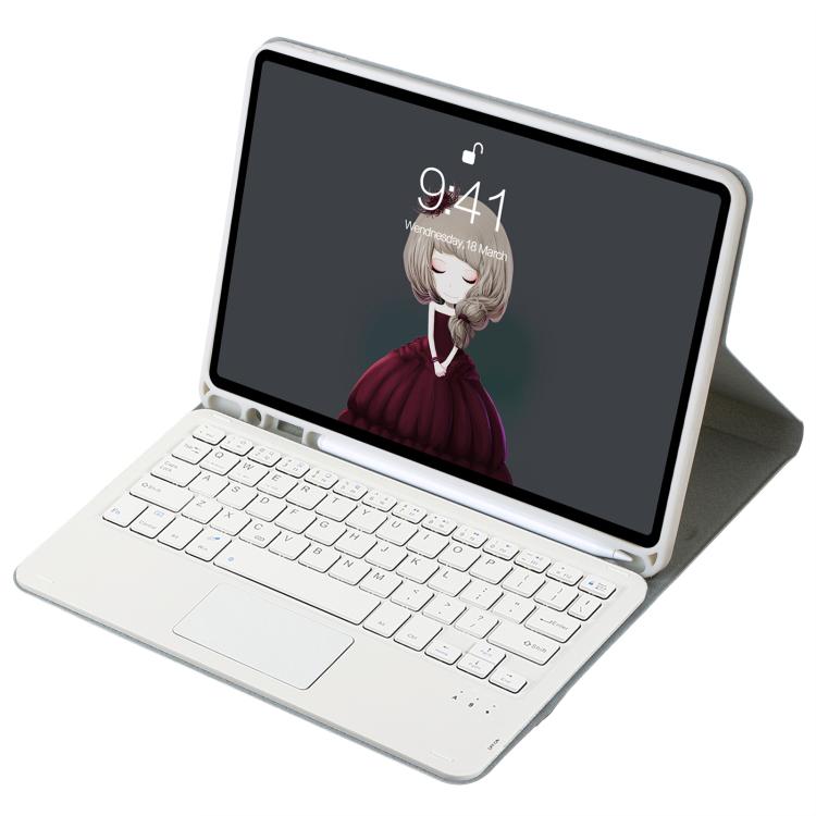 For iPad Pro 11 2024 A13B-A Lambskin Texture Bluetooth Touch Square Keyboard Leather Tablet Case with Pen Slot