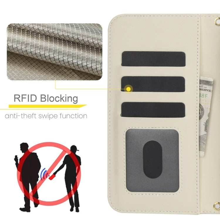 For iPhone 15 Pro Crossbody Multifunction Rhombic Leather Phone Case