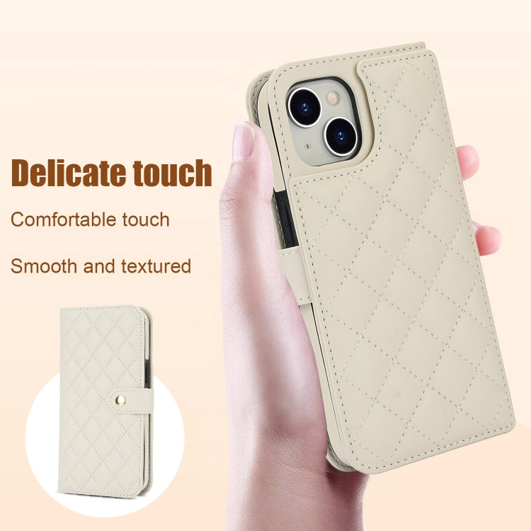 For iPhone 15 Crossbody Multifunction Rhombic Leather Phone Case