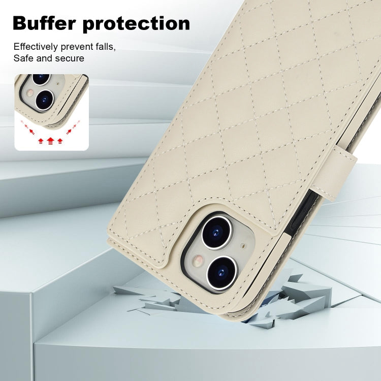 For iPhone 15 Crossbody Multifunction Rhombic Leather Phone Case