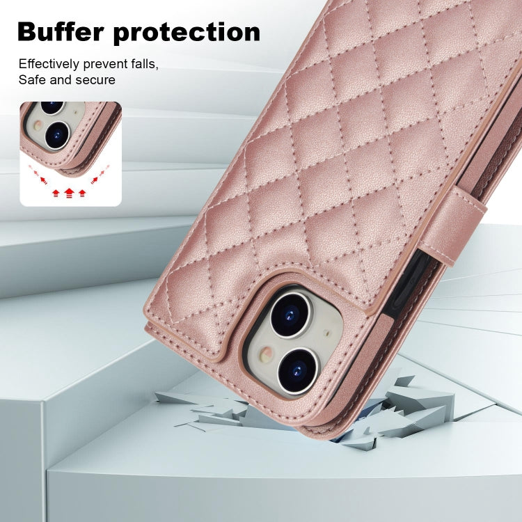 For iPhone 14 / 13 Crossbody Multifunction Rhombic Leather Phone Case