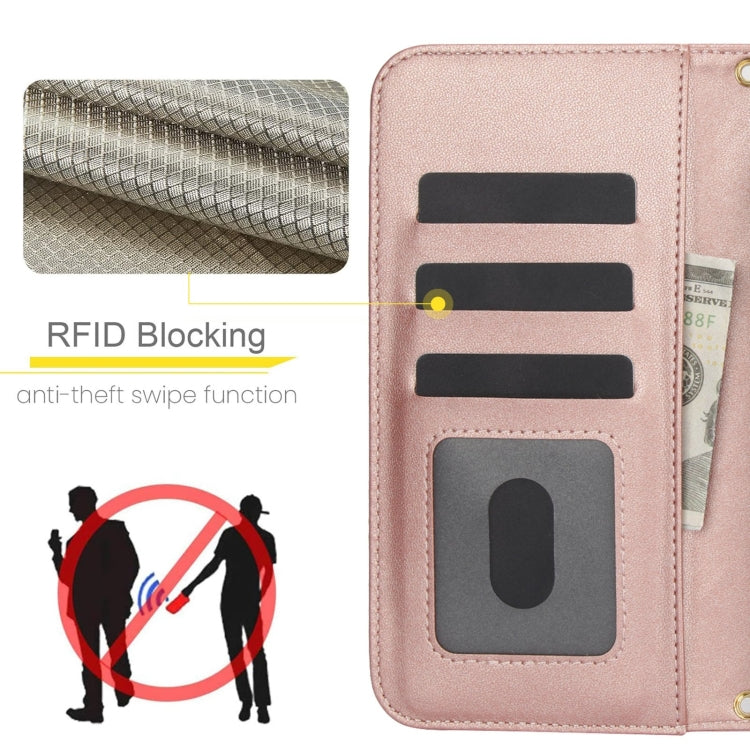 For iPhone 14 Pro Crossbody Multifunction Rhombic Leather Phone Case