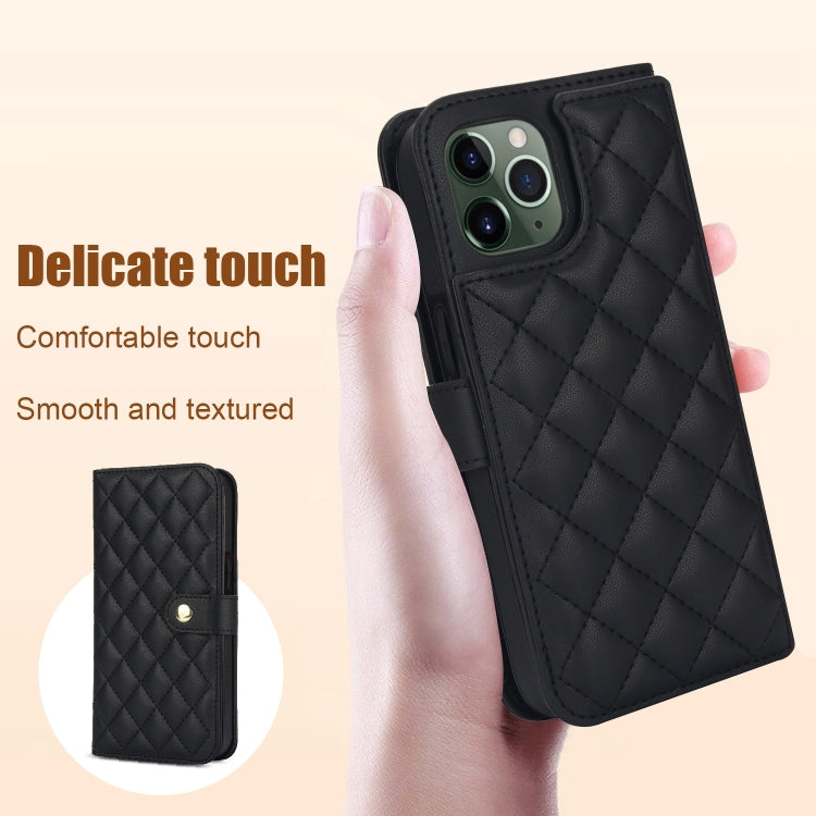 For iPhone 11 Pro Max Crossbody Multifunction Rhombic Leather Phone Case