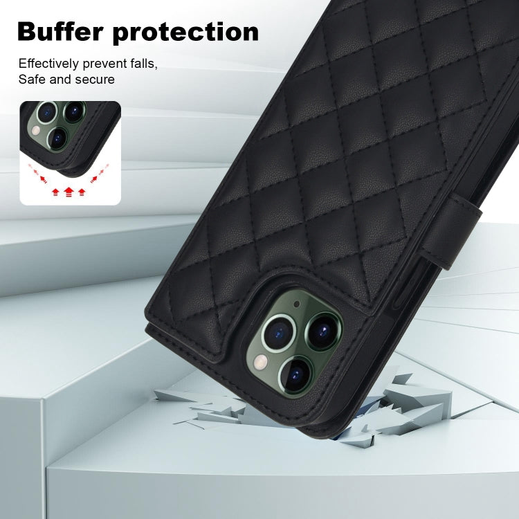 For iPhone 11 Pro Max Crossbody Multifunction Rhombic Leather Phone Case