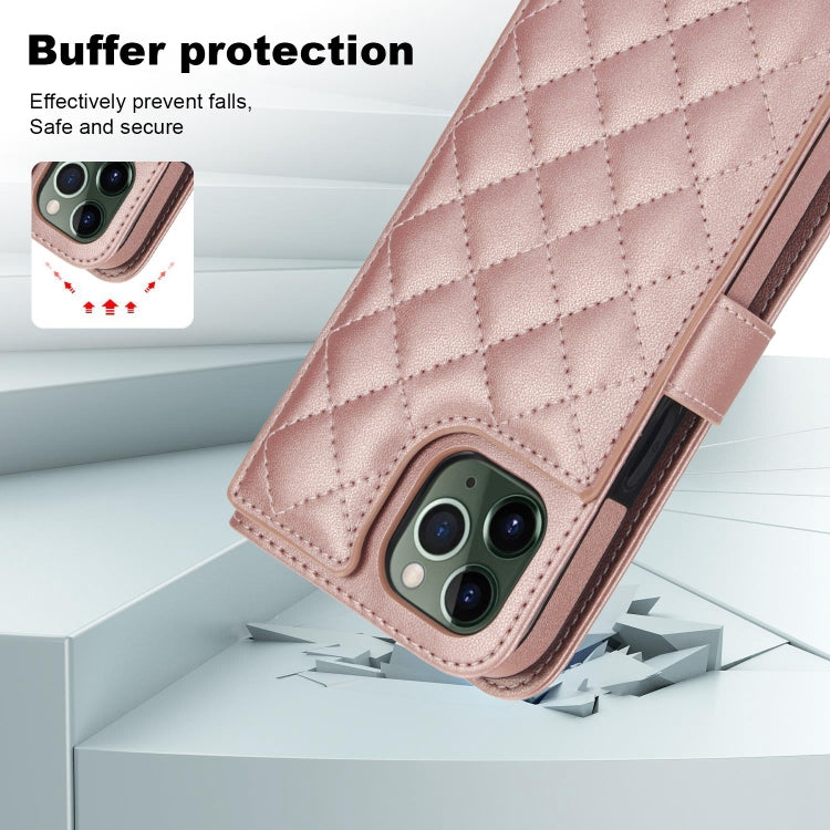 For iPhone 11 Pro Max Crossbody Multifunction Rhombic Leather Phone Case