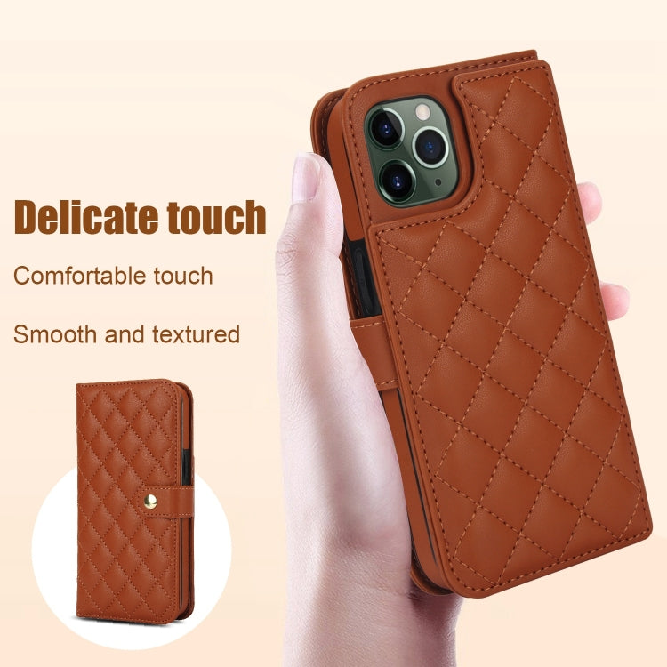 For iPhone 11 Pro Max Crossbody Multifunction Rhombic Leather Phone Case