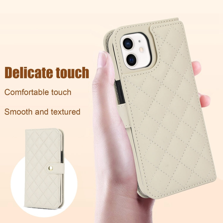 For iPhone 11 Crossbody Multifunction Rhombic Leather Phone Case