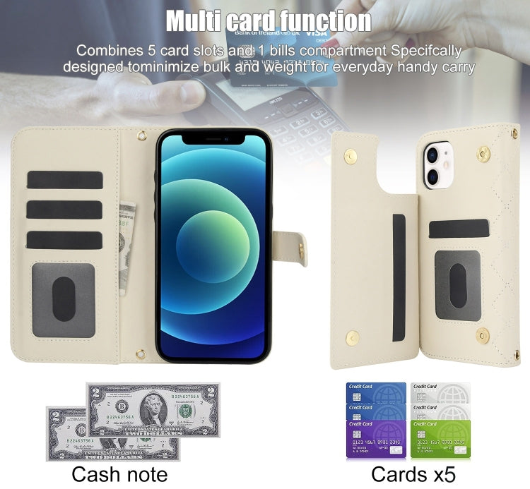 For iPhone 11 Crossbody Multifunction Rhombic Leather Phone Case