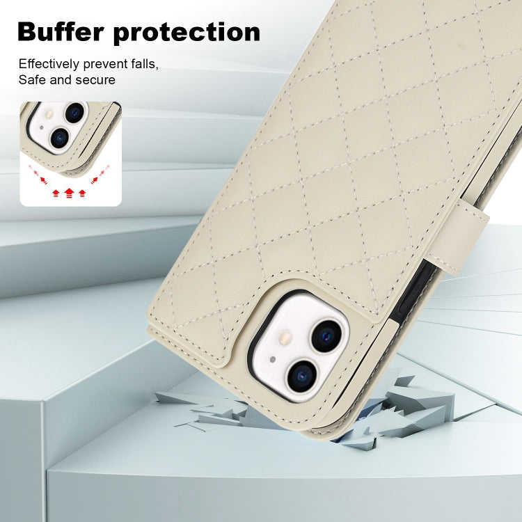 For iPhone 11 Crossbody Multifunction Rhombic Leather Phone Case