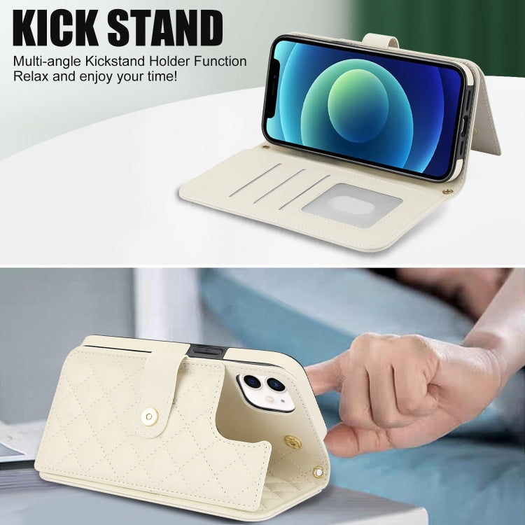 For iPhone 11 Crossbody Multifunction Rhombic Leather Phone Case