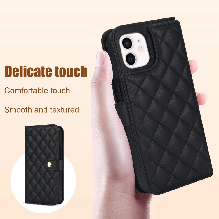 For iPhone 11 Crossbody Multifunction Rhombic Leather Phone Case
