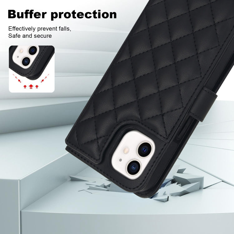 For iPhone 11 Crossbody Multifunction Rhombic Leather Phone Case
