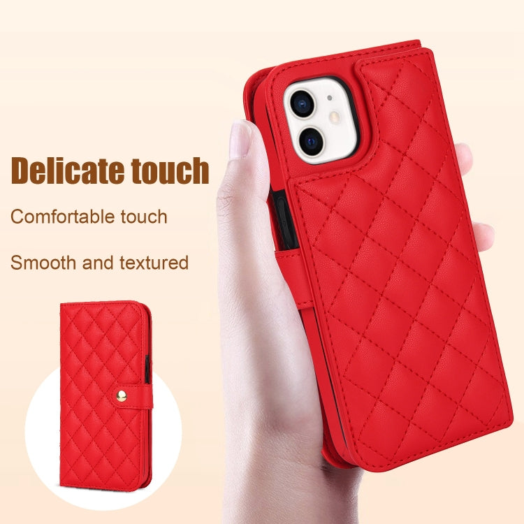 For iPhone 11 Crossbody Multifunction Rhombic Leather Phone Case