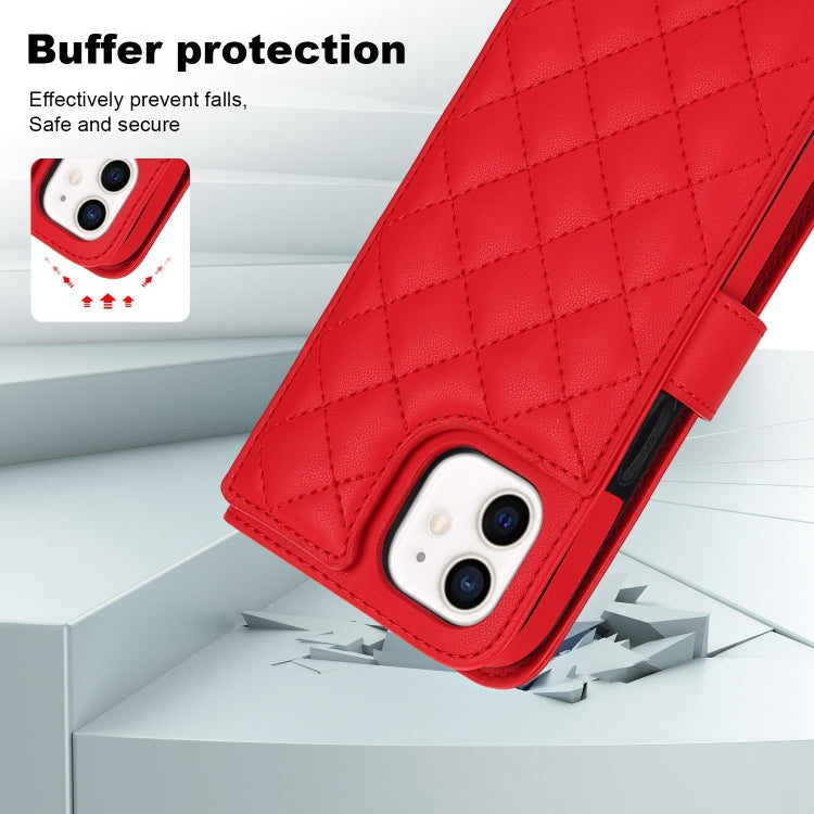 For iPhone 11 Crossbody Multifunction Rhombic Leather Phone Case