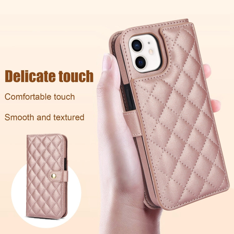 For iPhone 11 Crossbody Multifunction Rhombic Leather Phone Case