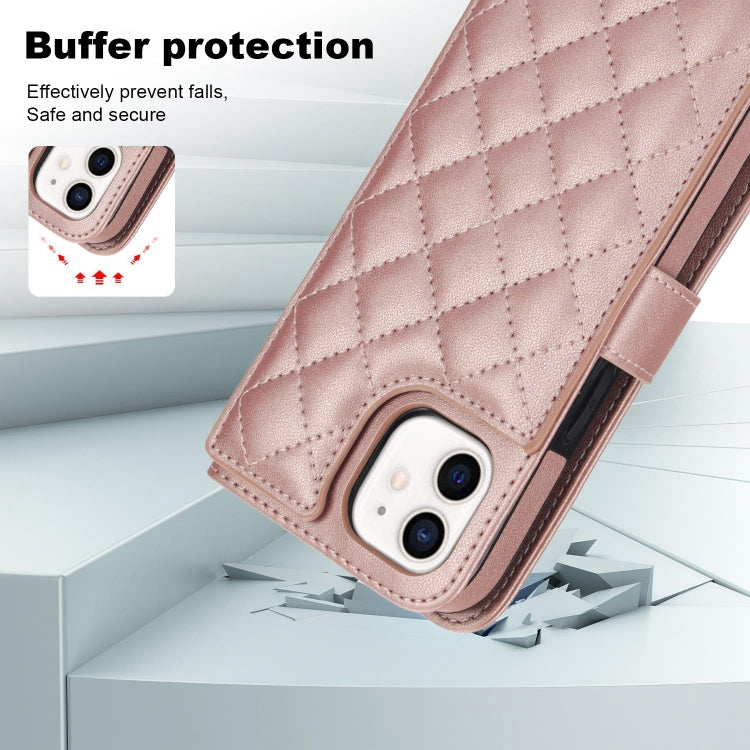 For iPhone 11 Crossbody Multifunction Rhombic Leather Phone Case