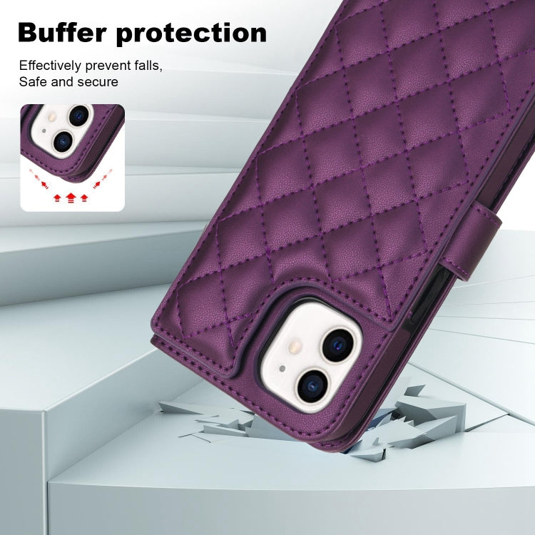 For iPhone 11 Crossbody Multifunction Rhombic Leather Phone Case