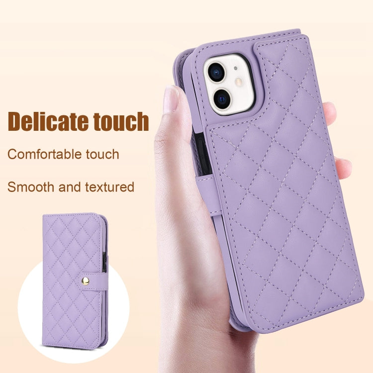 For iPhone 11 Crossbody Multifunction Rhombic Leather Phone Case