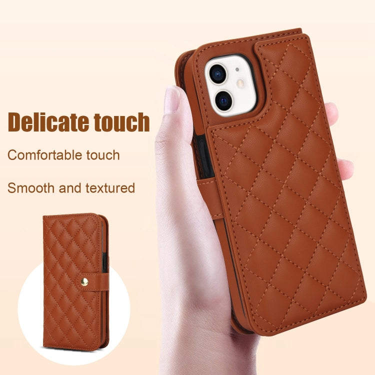For iPhone 11 Crossbody Multifunction Rhombic Leather Phone Case